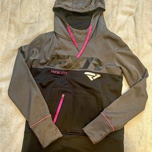 FXR Gray and Black Hoodie with Pink Accents